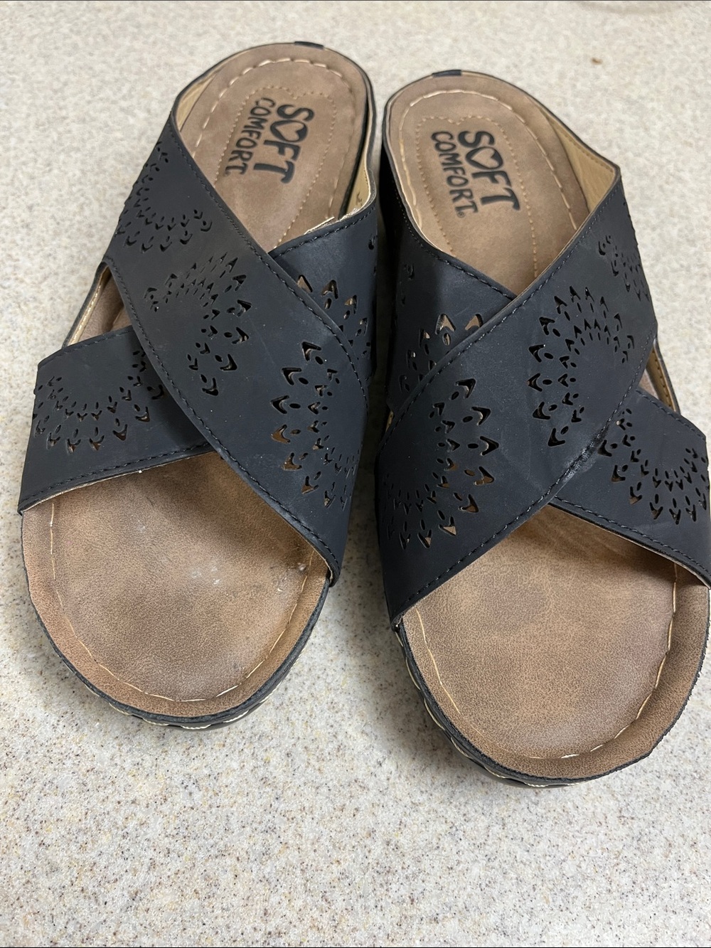 Women’s Blue Cross-Strap Slide Sandals